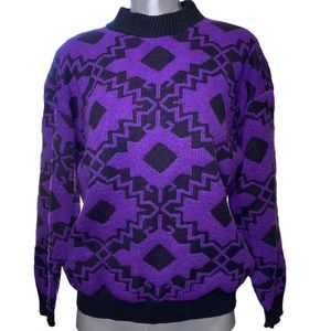 Vintage 80’s 90’s Purple Glitter Pattern Sweater Medium